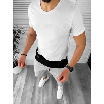 Tricou barbati alb slim fit B7813 N1-3.1