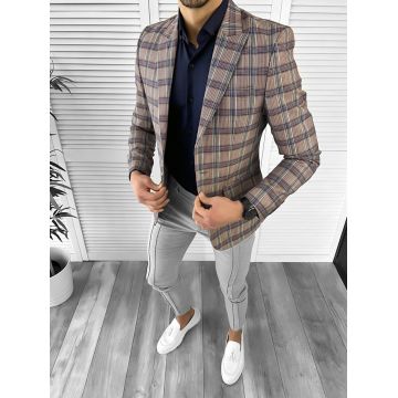 Sacou barbati slim fit in carouri 10205 P20-4.2