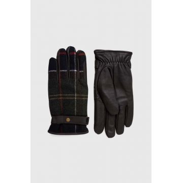 Barbour mănuși din amestec de lână Newbrough Tartan Gloves culoarea verde MGL0051