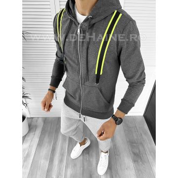 Hanorac barbati gri cu aplicatii slim fit 2696 P20-5.1