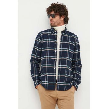 Barbour camasa din bumbac barbati, culoarea albastru marin, cu guler button-down, slim