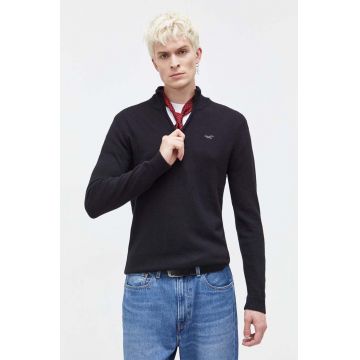 Hollister Co. pulover barbati, culoarea negru, light, cu turtleneck