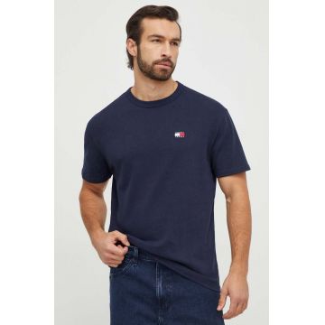 Tommy Jeans tricou din bumbac bărbați, culoarea bleumarin, cu imprimeu DM0DM17995
