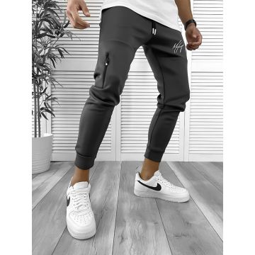 Pantaloni de trening gri inchis silon conici 12378 O3-4.3