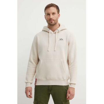 Alpha Industries bluză Basic Hoody Small Logo bărbați, culoarea alb, cu glugă, cu imprimeu 196318.578-white