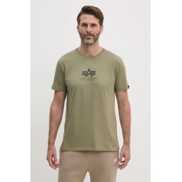 Alpha Industries tricou din bumbac culoarea verde, cu model 118533.11-green