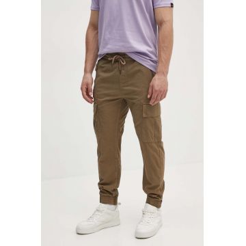 Alpha Industries pantaloni de bumbac culoarea bej, cu fit cargo