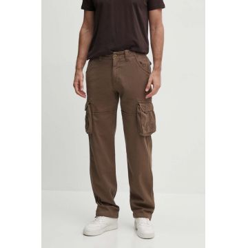 Alpha Industries pantaloni de bumbac Jet Pant culoarea bej, drept 101212.183