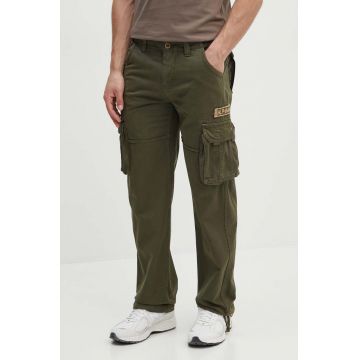 Alpha Industries pantaloni de bumbac Jet Pant culoarea verde, drept 101212.142