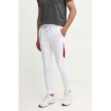 Alpha Industries pantaloni de trening culoarea alb, uni