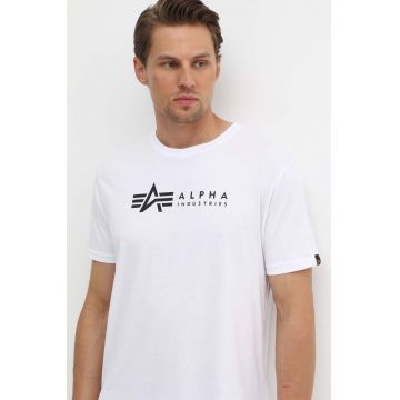 Alpha Industries tricou din bumbac Alpha Label T 2 Pack bărbați, culoarea alb, cu imprimeu 118534.09