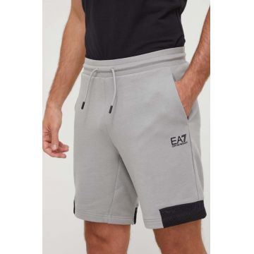EA7 Emporio Armani pantaloni scurti din bumbac culoarea gri