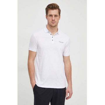 Armani Exchange polo de bumbac culoarea negru, neted