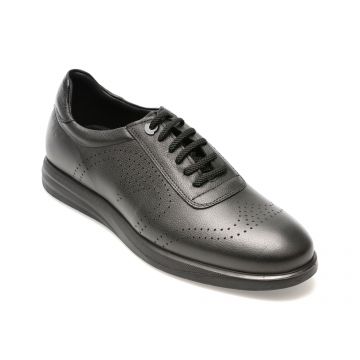 Pantofi casual OTTER negri, E881, din piele naturala