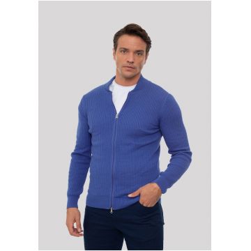 Cardigan striat cu fermoar