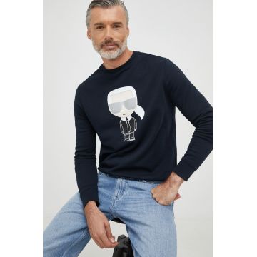 Karl Lagerfeld hanorac de bumbac bărbați, culoarea bleumarin, cu imprimeu 500951.705071