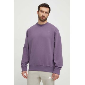 adidas Originals hanorac de bumbac bărbați, culoarea violet, uni IR7918