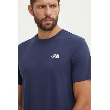 The North Face tricou M S/S Simple Dome Tee bărbați, culoarea bleumarin, cu imprimeu, NF0A87NG8K21