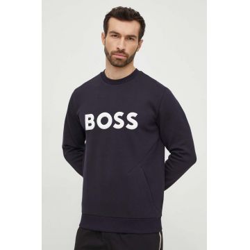 BOSS Green bluză bărbați, culoarea bleumarin, cu imprimeu 50510350