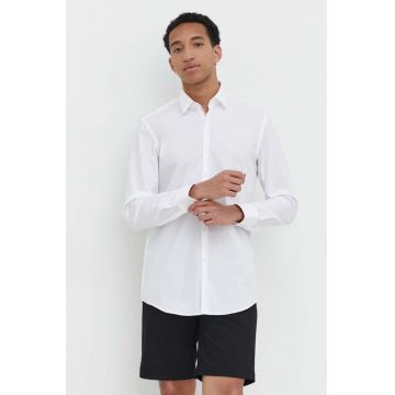 HUGO cămașă din bumbac bărbați, culoarea alb, cu guler clasic, slim 50513932