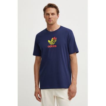 adidas Originals tricou din bumbac bărbați, culoarea bleumarin, cu imprimeu IS0233