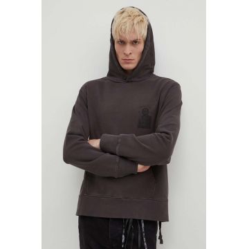 KSUBI hanorac de bumbac portal kash hoodie bărbați, culoarea gri, cu glugă, cu imprimeu, MPS24FL011