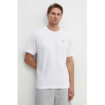 New Balance tricou din bumbac Small Logo barbati, culoarea alb, cu imprimeu, MT41509WT