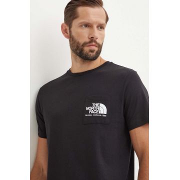 The North Face tricou din bumbac M Berkeley California Pocket S/S Tee barbati, culoarea negru, cu imprimeu, NF0A87U2JK31
