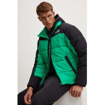 The North Face geaca HMLYN INSULATED barbati, culoarea verde, de iarna, NF0A4QYZPO81