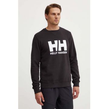 Helly Hansen hanorac de bumbac barbati, culoarea negru, cu imprimeu, 34000