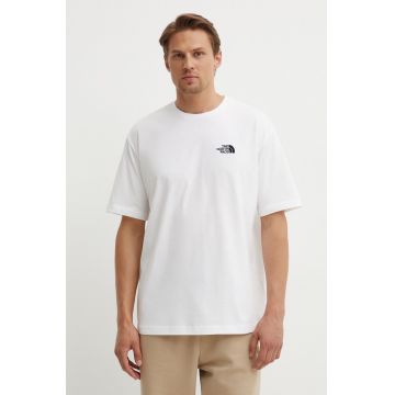 The North Face tricou din bumbac M S/S Essential Oversize Tee barbati, culoarea alb, cu imprimeu, NF0A87NRFN41