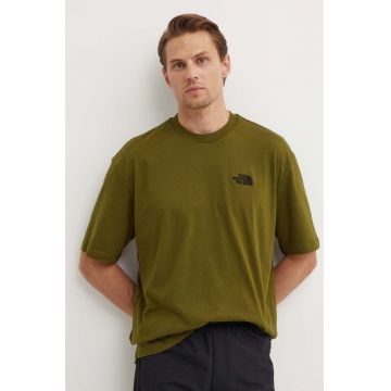 The North Face tricou din bumbac M S/S Essential Oversize Tee barbati, culoarea verde, cu imprimeu, NF0A87NRPIB1