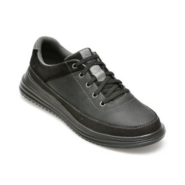 Pantofi SKECHERS negri, PROVEN, din piele naturala