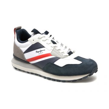 Pantofi sport PEPE JEANS albi, FOSTER HEAT, din material textil