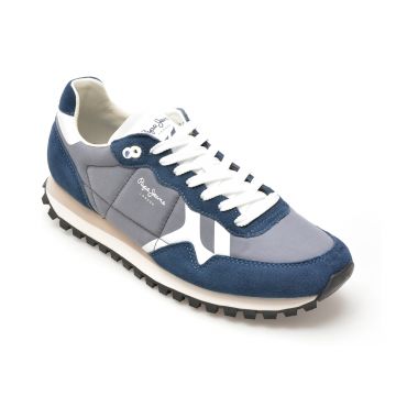 Pantofi sport PEPE JEANS bleumarin, BRIT-ON PRINT, din material textil