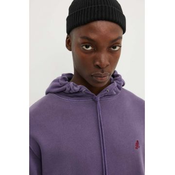 Gramicci hanorac de bumbac One Point Hooded Sweatshirt barbati, culoarea violet, cu glugă, neted