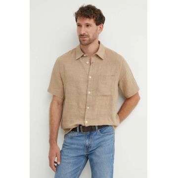 A.P.C. camasa de in chemisette bellini logo culoarea bej, cu guler clasic, regular, LIAEK-H12551