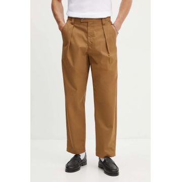 A.P.C. pantaloni de bumbac culoarea maro, drept, COGXS-H08428