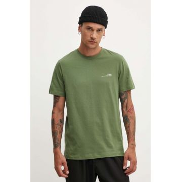 A.P.C. tricou din bumbac item barbati, culoarea verde, cu imprimeu, COFBT-H26904