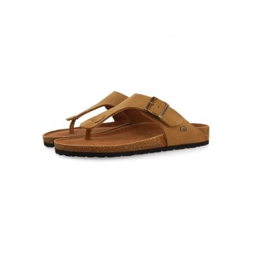 Papuci flip-flop de piele cu logo