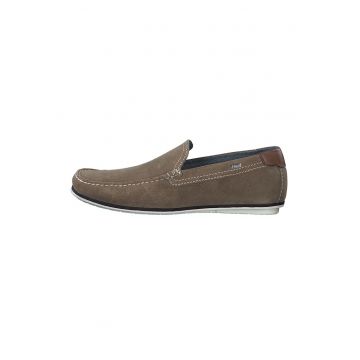 Pantofi loafer din piele intoarsa cu cusaturi contrastante