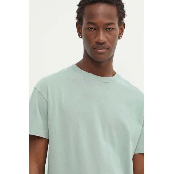 Abercrombie & Fitch tricou din bumbac barbati, culoarea verde, neted