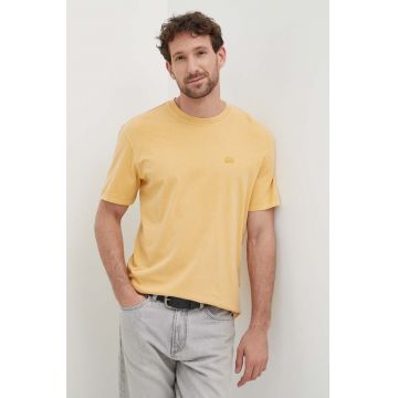 Lacoste tricou din bumbac barbati, culoarea portocaliu, neted