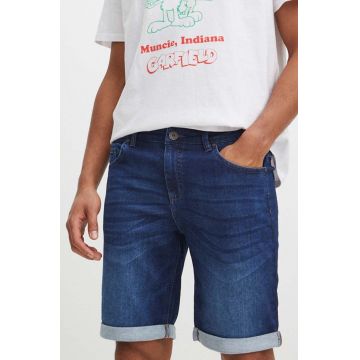 Medicine pantaloni scurti jeans barbati, culoarea albastru marin