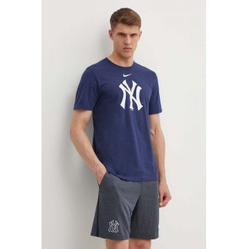 Nike tricou New York Yankees barbati, culoarea albastru marin, cu imprimeu