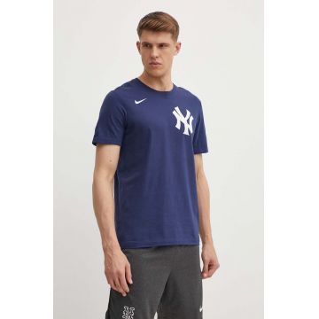 Nike tricou New York Yankees barbati, culoarea albastru marin, cu imprimeu