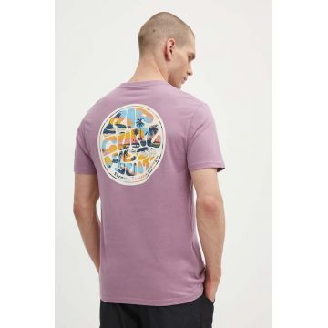 Rip Curl tricou din bumbac barbati, culoarea violet, cu imprimeu