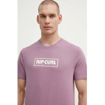 Rip Curl tricou din bumbac barbati, culoarea violet, cu imprimeu