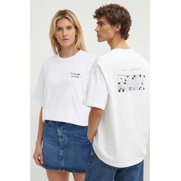 Samsoe Samsoe tricou din bumbac SAGIOTTO culoarea alb, cu imprimeu, U24200007