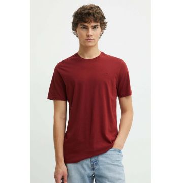 Hollister Co. tricou din bumbac barbati, culoarea bordo, neted, KI324-4089